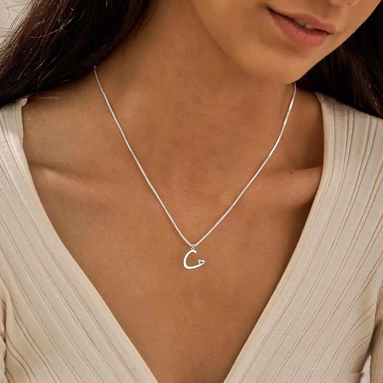 Initial Necklaces for Women Trendy, Dainty Silver Letter Necklace Cute Pendant Choker Name Necklace Personalized Costume Monogram Silver Jewelry Necklace for Women Valentines Gifts