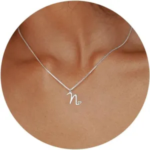 Initial Necklaces for Women Trendy, Dainty Silver Letter Necklace Cute Pendant Choker Name Necklace Personalized Costume Monogram Silver Jewelry Necklace for Women Valentines Gifts