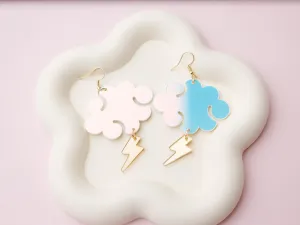 Iridescent Cloud Lightning Acrylic Earrings, Dangle Earrings, Iridescent Acrylic, Earrings for girls, Gift for Girls, Bold jewelry