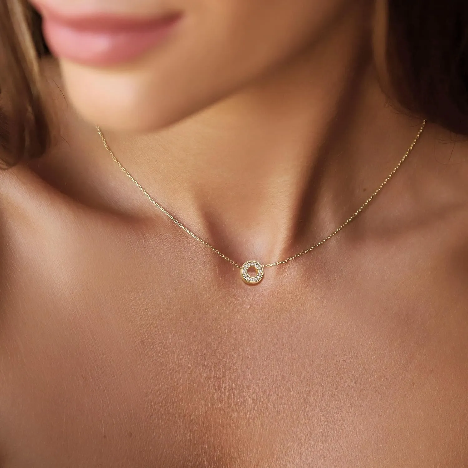 JSJOY Gold Diamond Initial Necklaces for Women, Tiny Initial Necklace Letter A-Z Pendant Choker Cubic Zirconia Necklaces