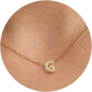 JSJOY Gold Diamond Initial Necklaces for Women, Tiny Initial Necklace Letter A-Z Pendant Choker Cubic Zirconia Necklaces