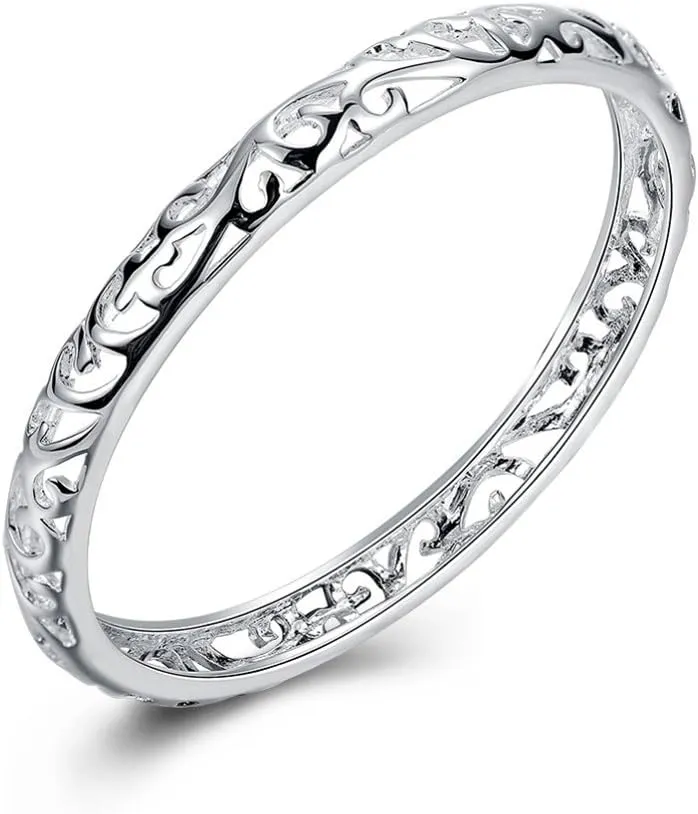 KACON Sterling Silver Bangle Bracelet, Fashion Simple Open Bangles Cuff bracelets for Women