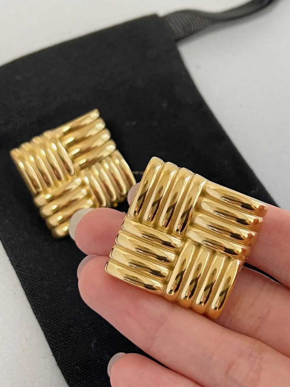 Katherine Square Textured Bold Earrings