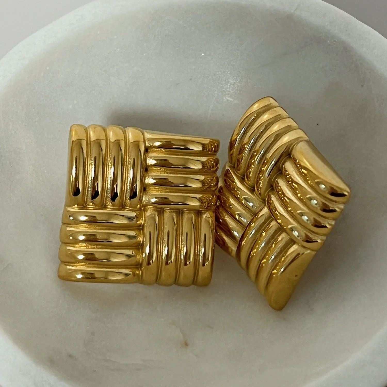 Katherine Square Textured Bold Earrings