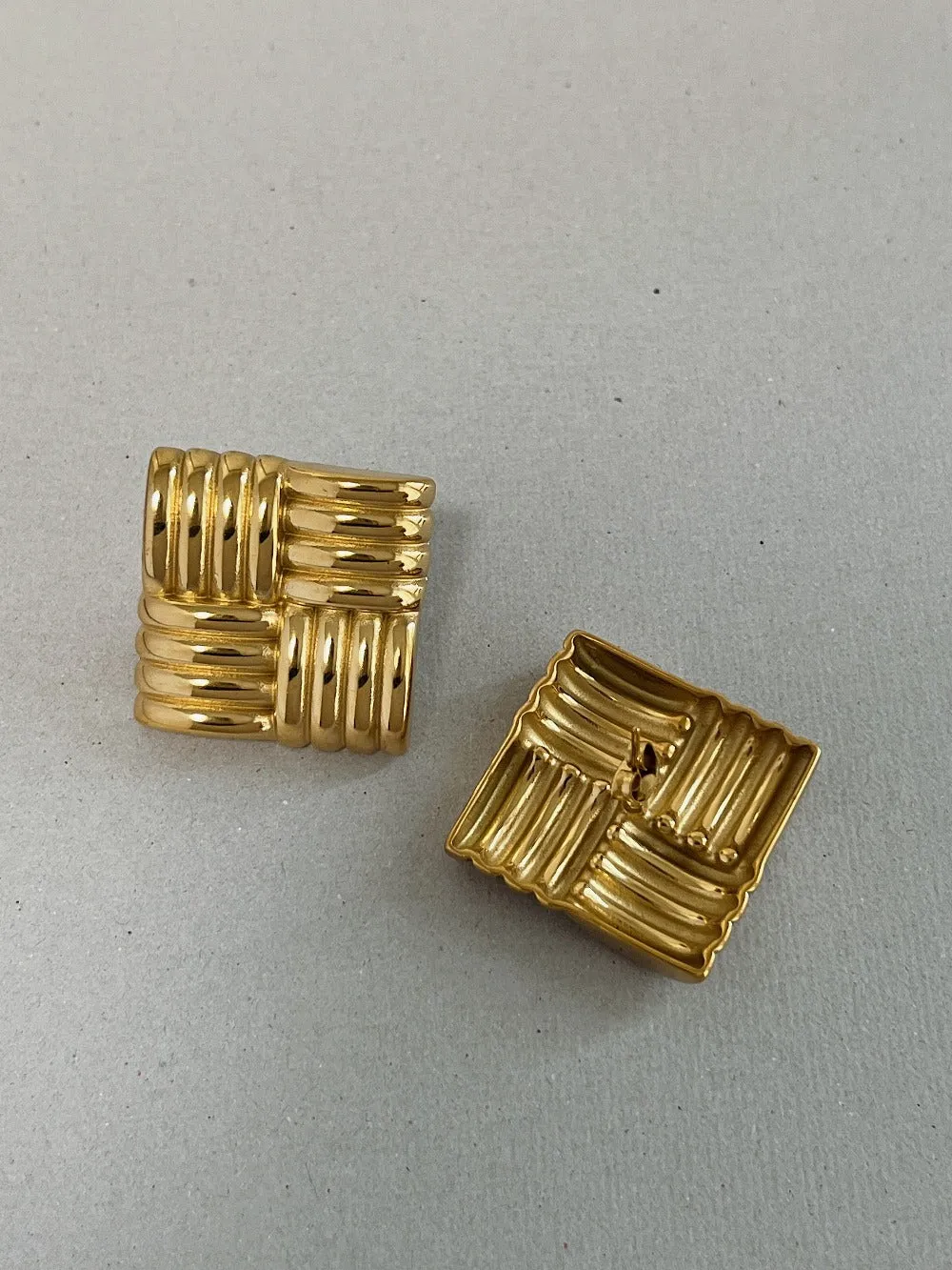 Katherine Square Textured Bold Earrings
