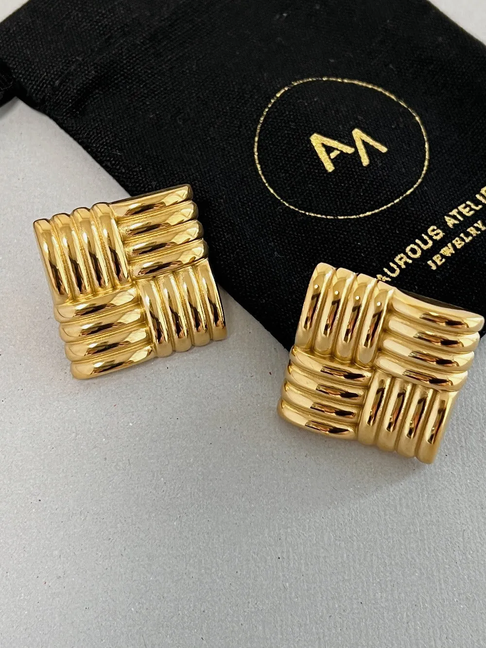 Katherine Square Textured Bold Earrings