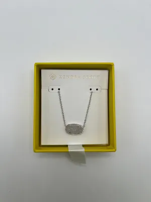 Kendra Scott Boxed Elisa Necklace Silver Iridescent Drusy