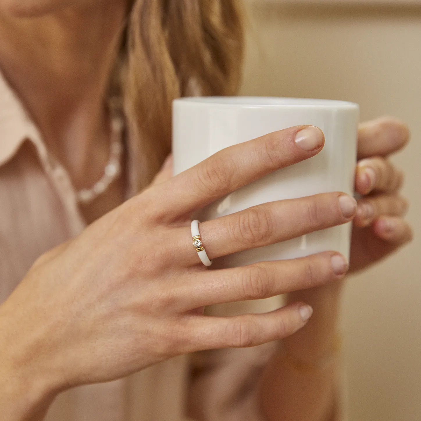 Kiki White Enamel Ring