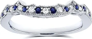 Kobelli 1/5ct TCW Sapphire and Diamond Contour Wedding Ring in 14k White Gold