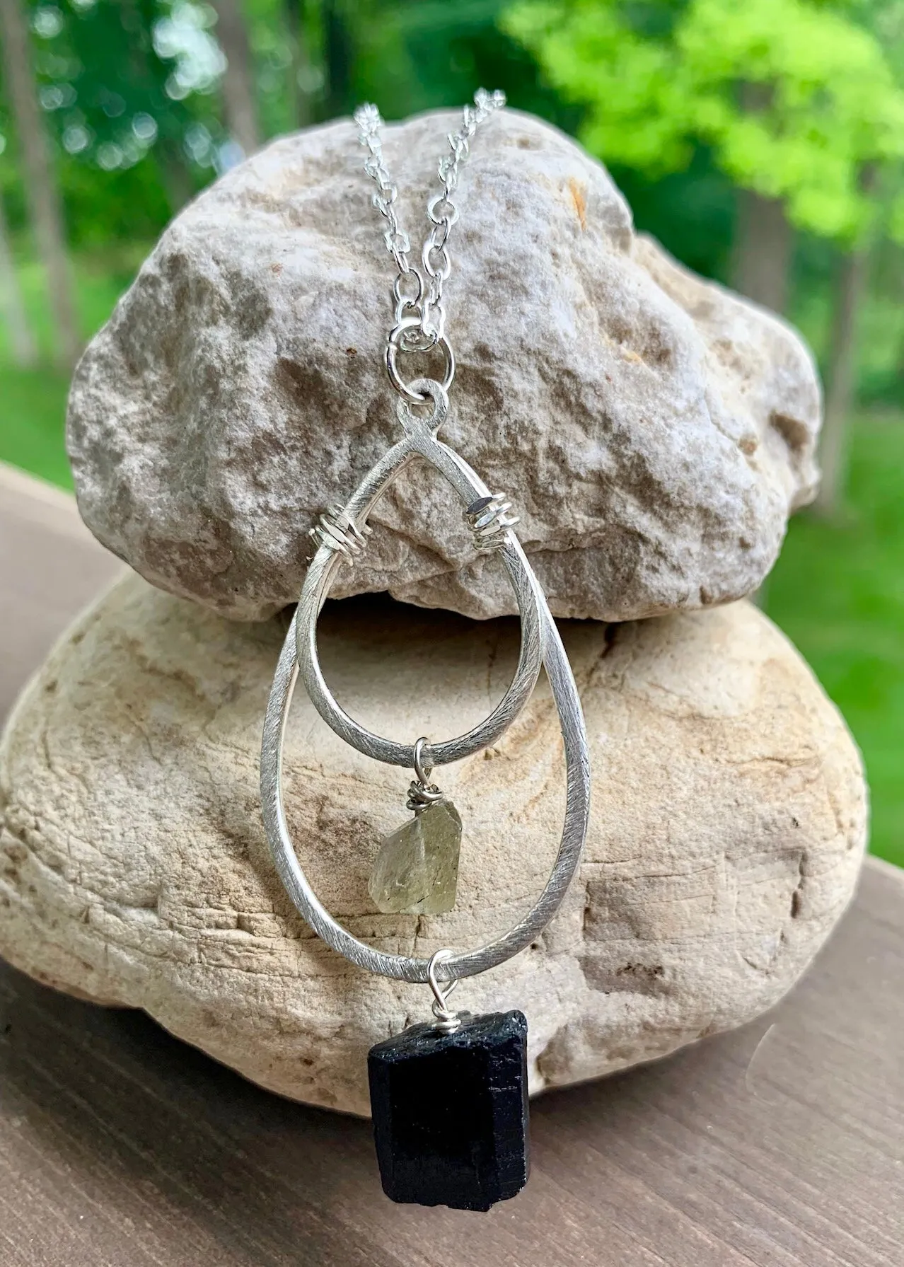 Labradorite and Tourmaline Pendant