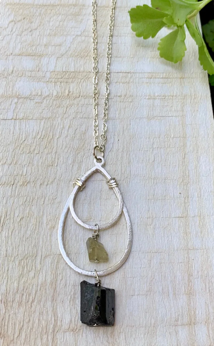 Labradorite and Tourmaline Pendant
