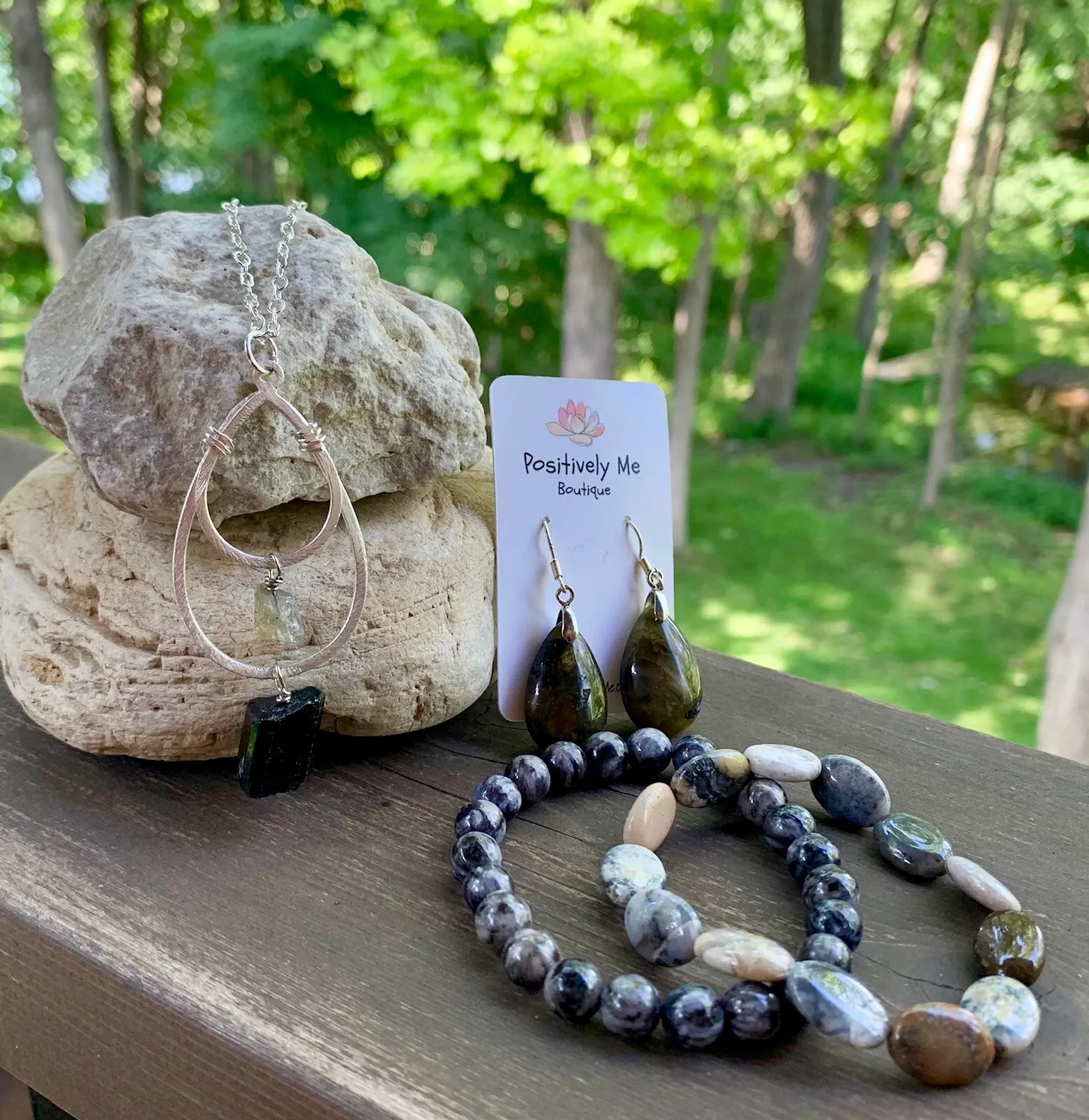 Labradorite and Tourmaline Pendant