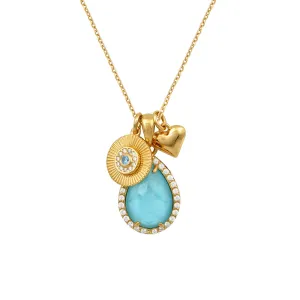 Lara II Necklace Gold/White/Aqua