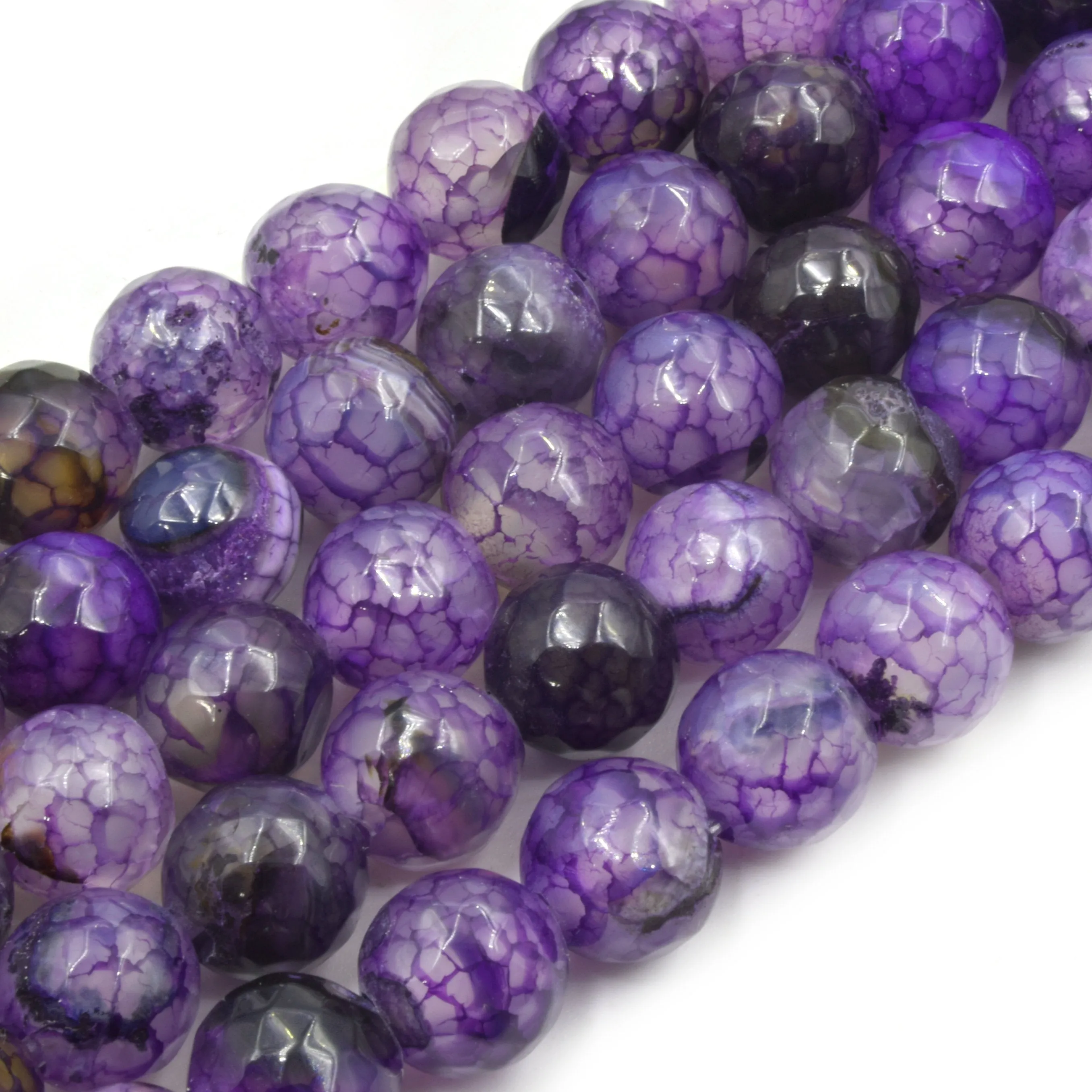 Large Hole Fire Agate Bead | Natural Agate Faceted Round/Ball Shaped Beads with 2.5mm Holes - 7.75" Strand | Blue Teal Purple Available