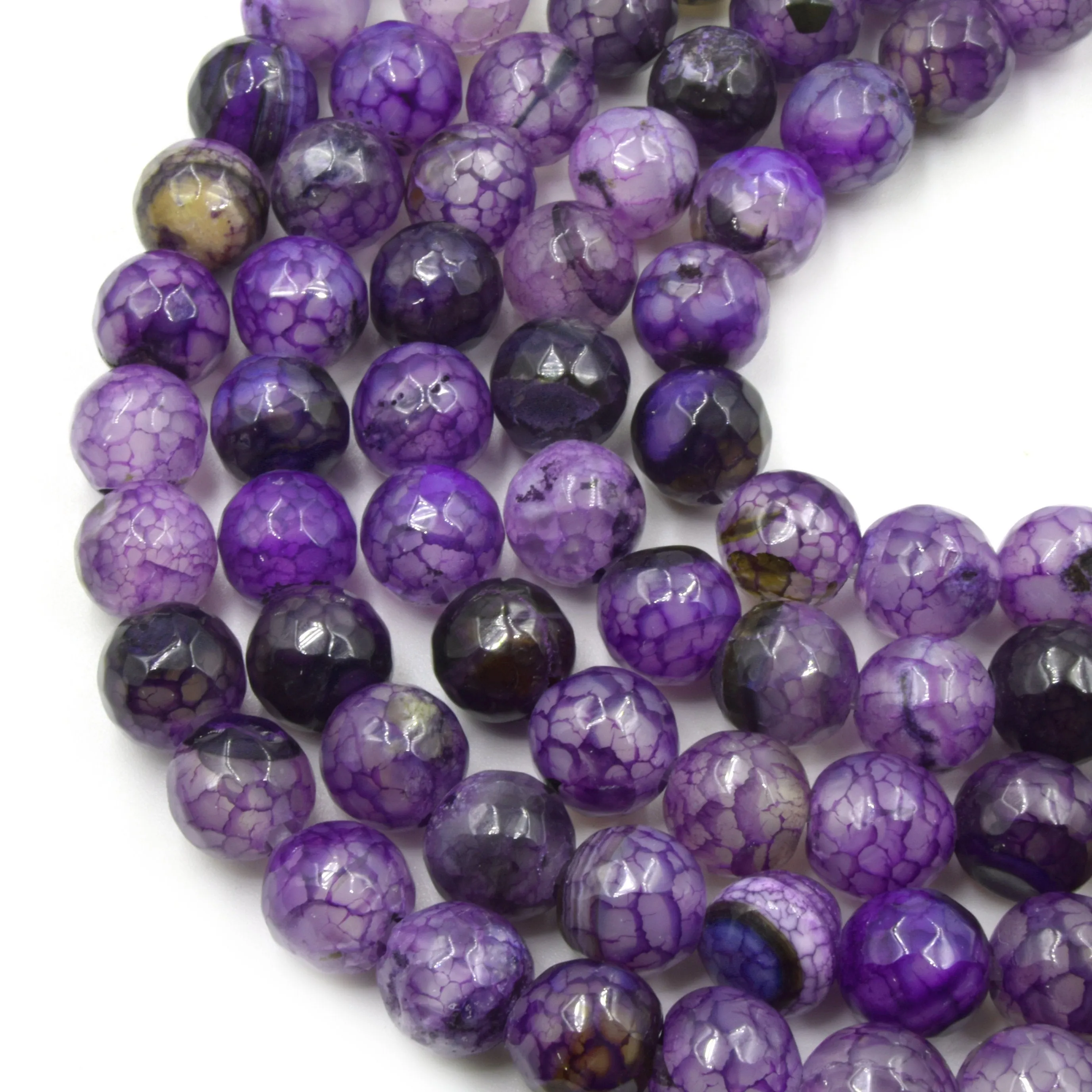Large Hole Fire Agate Bead | Natural Agate Faceted Round/Ball Shaped Beads with 2.5mm Holes - 7.75" Strand | Blue Teal Purple Available