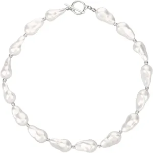 Large Pearl Necklaces for Women, Big Pearl Necklace Baroque Pearl Necklace Chunky Pearl Necklaces for Women's Pearl Strand Necklaces Pearl Chocker, Faux Pearl Necklace Trendy Pearl Necklace Pearl