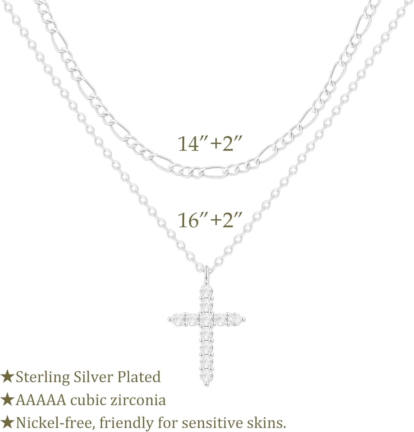 Layered Cross Necklace for Women,14K Gold Plated/Sterling Silver Plated Choker Necklaces for Women Stack Simple Cross Pendant Necklaces Jewelry for Women Trendy
