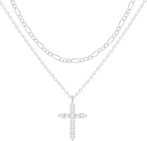 Layered Cross Necklace for Women,14K Gold Plated/Sterling Silver Plated Choker Necklaces for Women Stack Simple Cross Pendant Necklaces Jewelry for Women Trendy