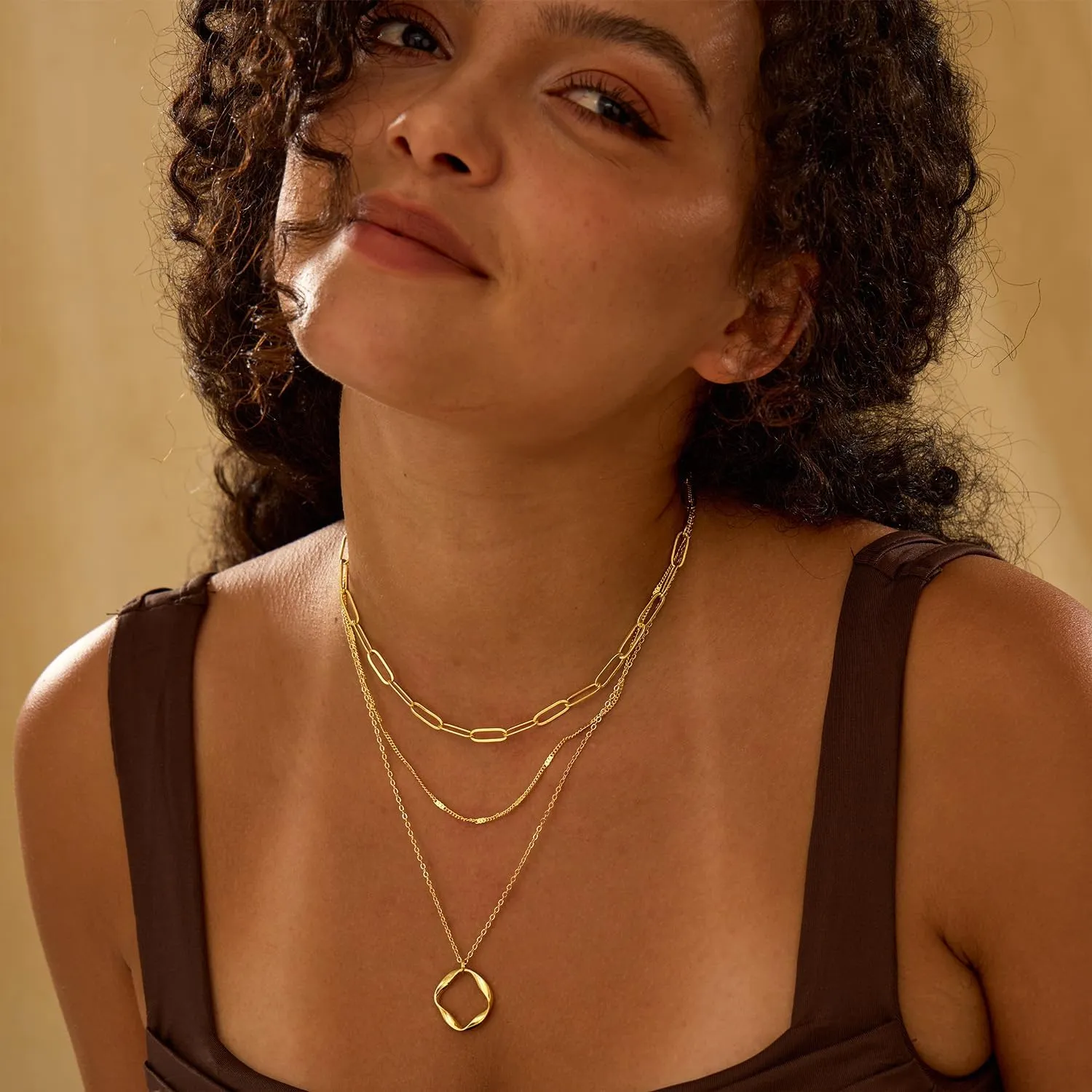 Layered Gold Necklace for Women Trendy,14K Gold Plated Dainty Stackable Cuban Link Herringbone Paperclip Chain Diamond/Coin/Cross/Tag/Mobius Pandent Necklace Set Fasshion Jewelry for Women Gifts