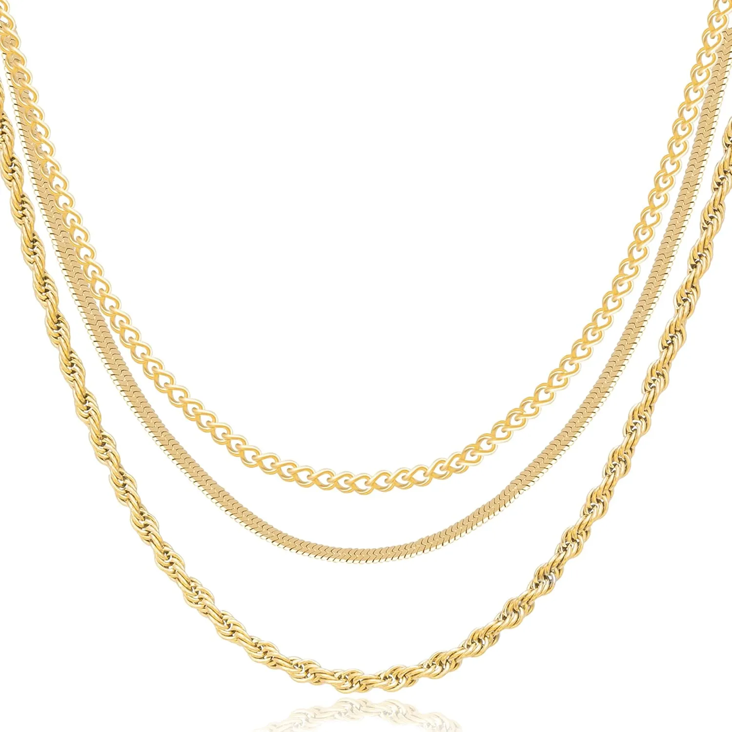 Layered Necklaces for Women | 14K Gold & Silver Plated Dainty Necklace for Women with Bracelet | Small Love Waterproof Stackable Necklaces for Women