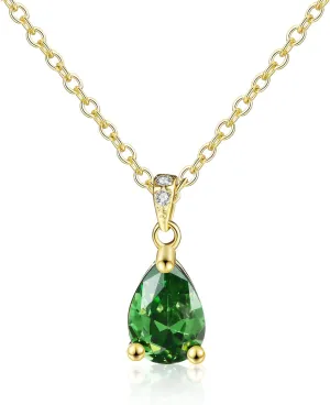 LAZLUVU Emerald Necklace 18K Gold Emerald Pendant Necklace for Mother Wife Girlfriend Birthday Gift Holiday Gift