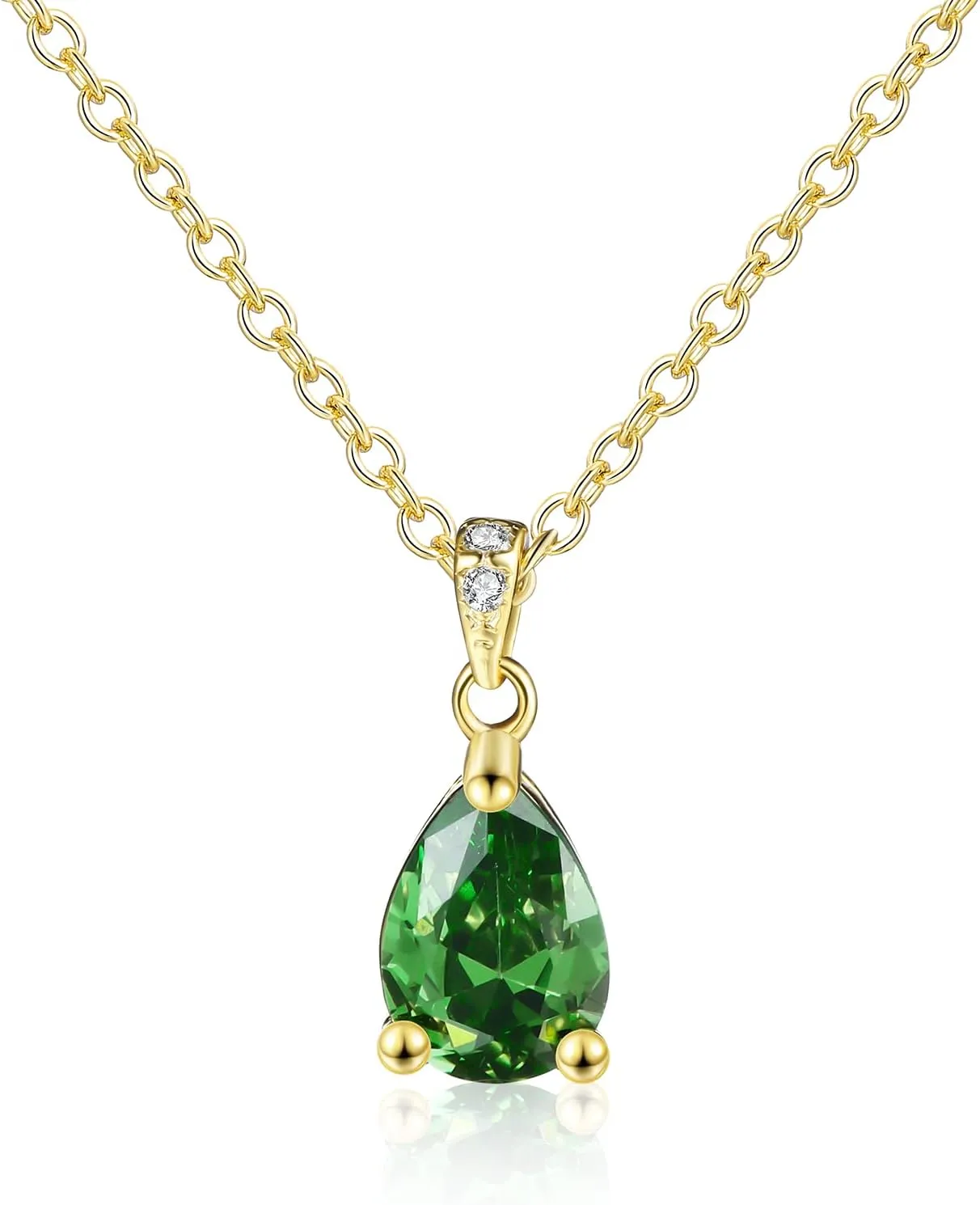 LAZLUVU Emerald Necklace 18K Gold Emerald Pendant Necklace for Mother Wife Girlfriend Birthday Gift Holiday Gift