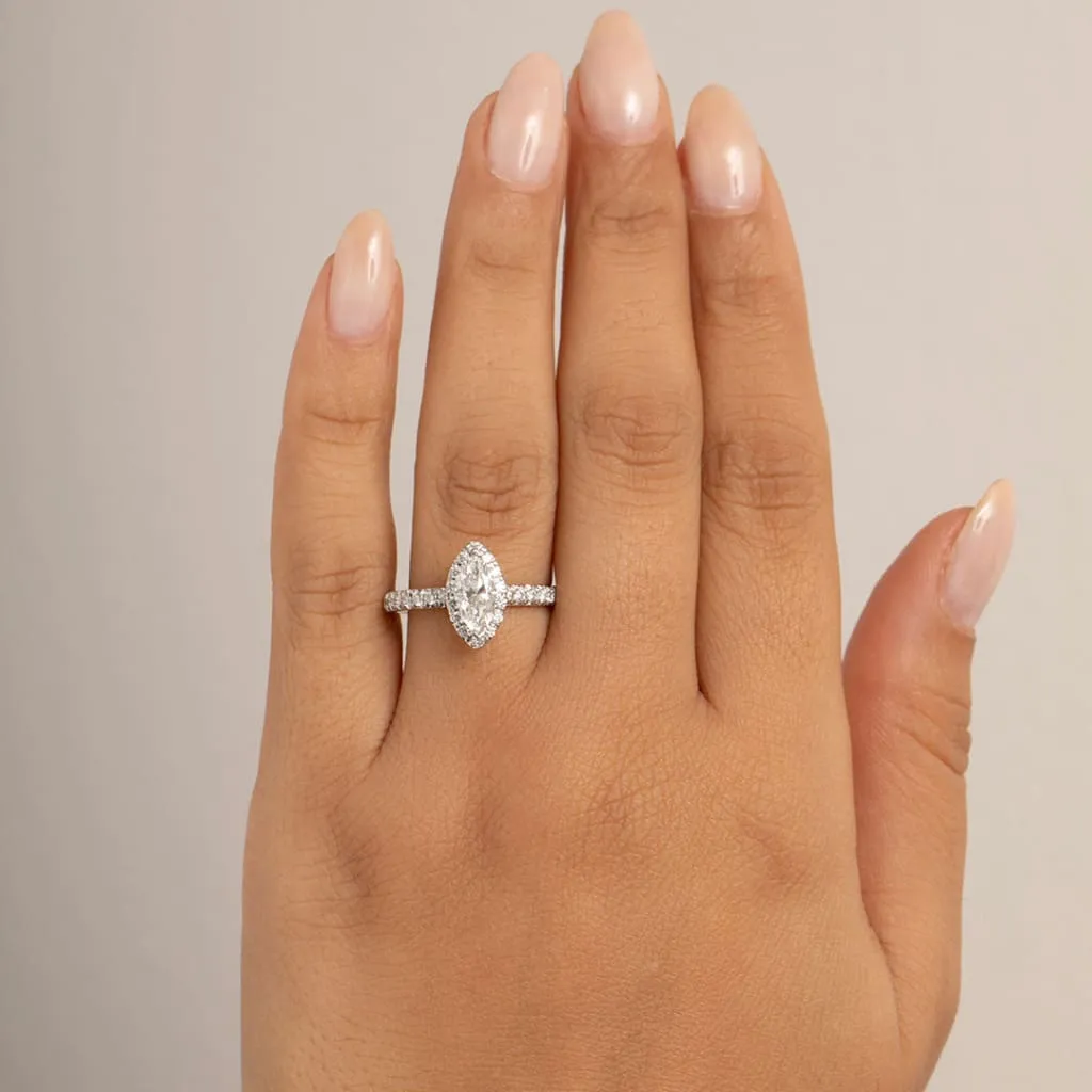 LEAH 1ct | Marquise Halo Diamond Set in 18ct White Gold