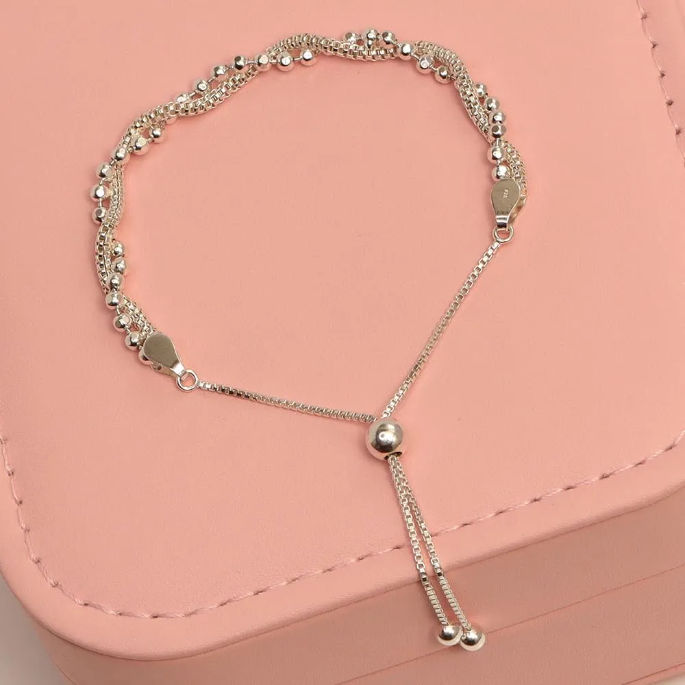 LeCalla 925 Sterling Silver Bracelets for Women | Italian Handmade Adjustable Bolo Link Chain Bracelets | Women's Sliding Bolo Bracelets