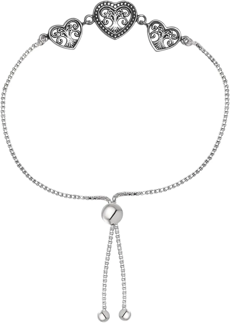 LeCalla 925 Sterling Silver Bracelets for Women | Italian Handmade Adjustable Bolo Link Chain Bracelets | Women's Sliding Bolo Bracelets