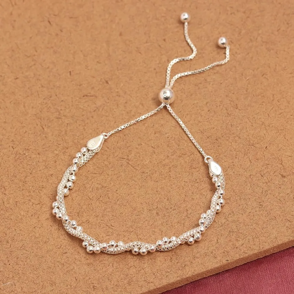 LeCalla 925 Sterling Silver Bracelets for Women | Italian Handmade Adjustable Bolo Link Chain Bracelets | Women's Sliding Bolo Bracelets