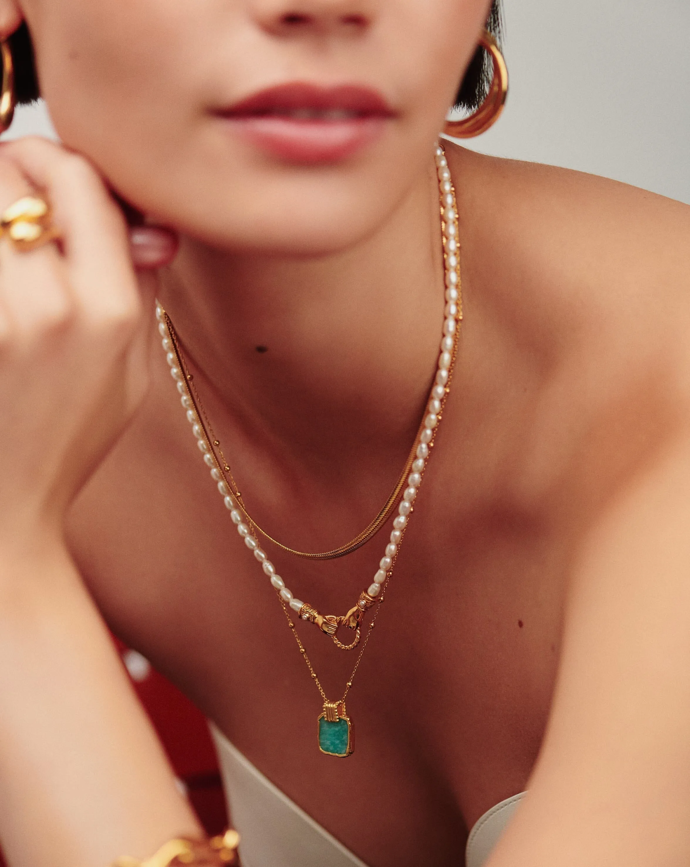 Lena Charm Necklace | 18k Gold Plated/Amazonite
