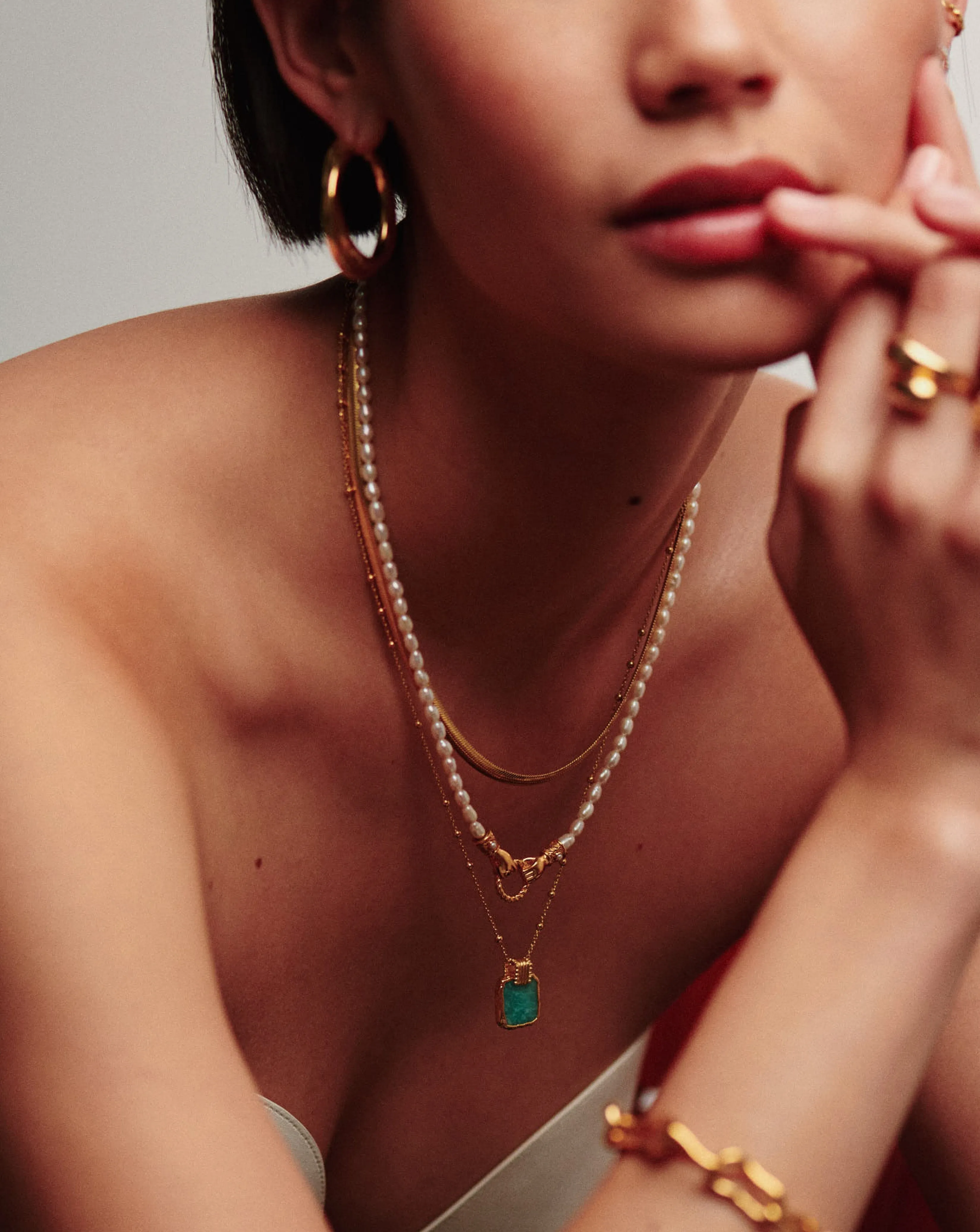 Lena Charm Necklace | 18k Gold Plated/Amazonite