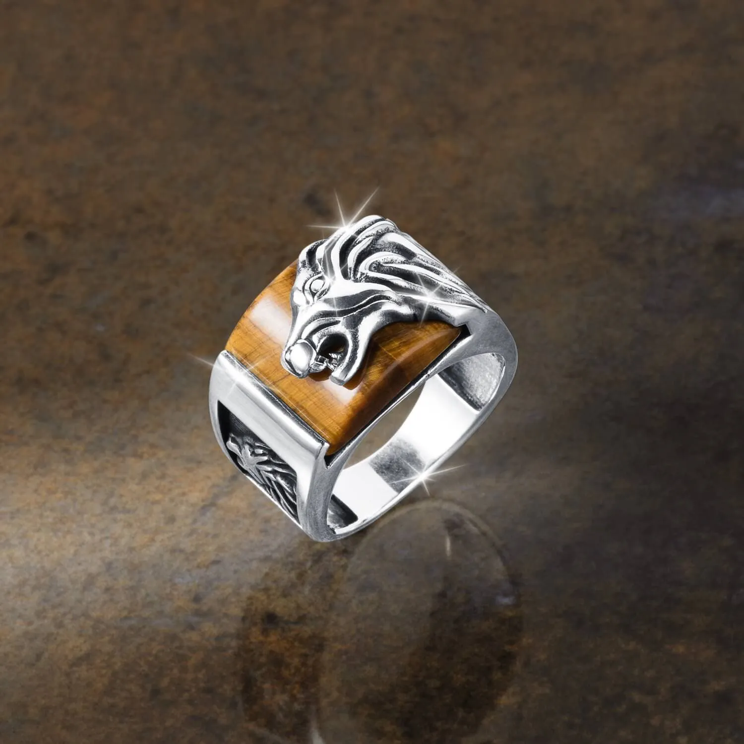 Leo Tiger's Eye Men's Ring