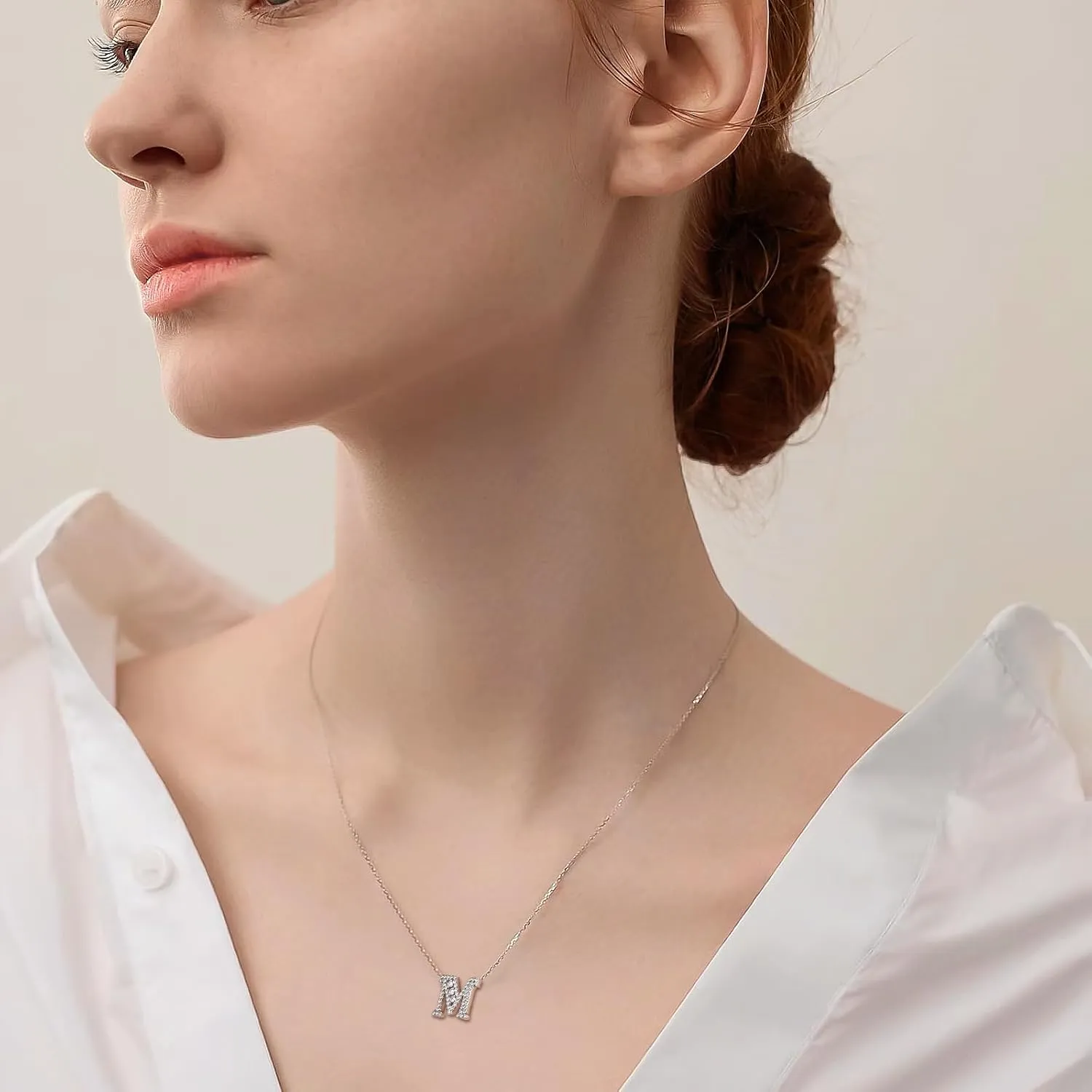 Letter A-Z Initial Necklace for Women 925 Sterling Silver Moissanite Created Diamond Pendant Charm Necklaces Fashion Jewelry for Her