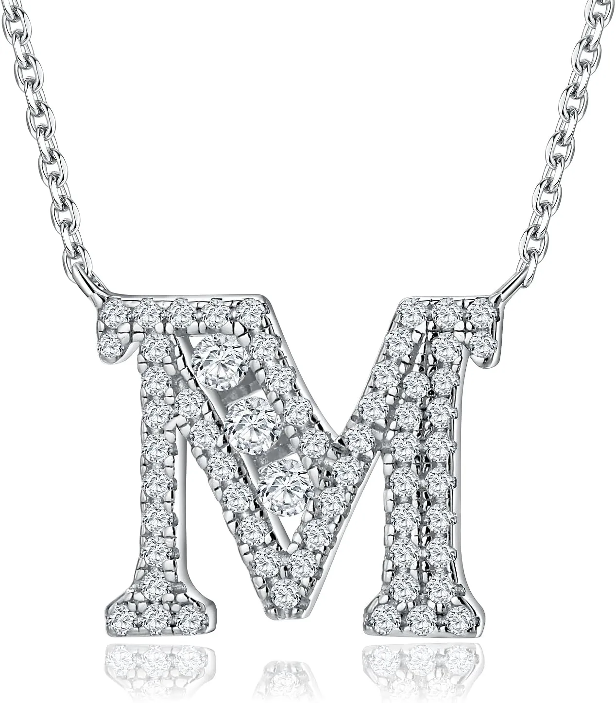 Letter A-Z Initial Necklace for Women 925 Sterling Silver Moissanite Created Diamond Pendant Charm Necklaces Fashion Jewelry for Her