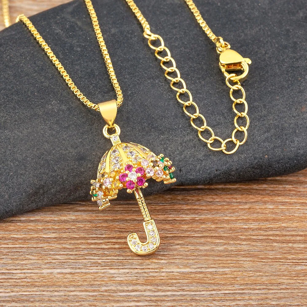 Light Luxury Shiny Zircon Stone Pendant Necklaces