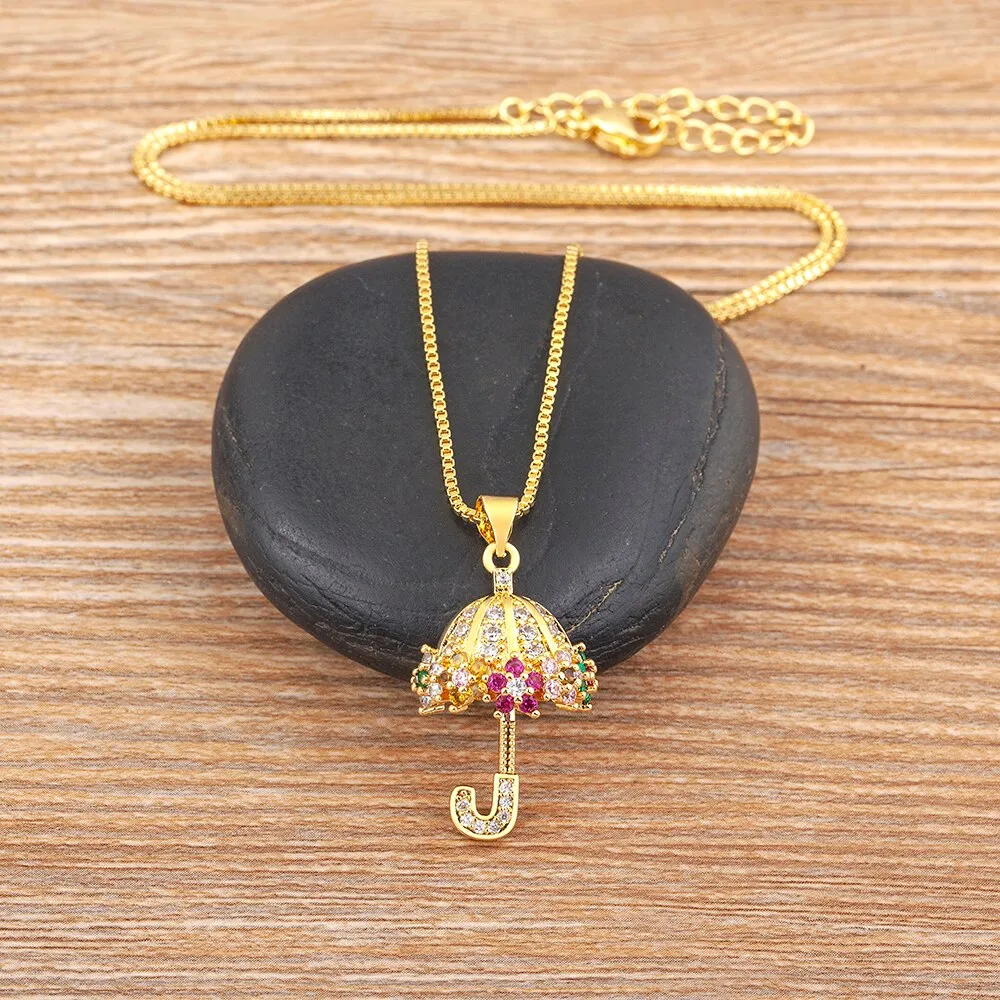 Light Luxury Shiny Zircon Stone Pendant Necklaces