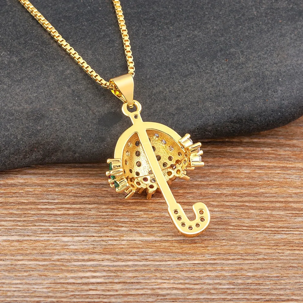 Light Luxury Shiny Zircon Stone Pendant Necklaces