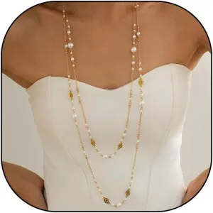 Long Pearl Necklaces for Women Trendy Pearl Chain Long Pearl Necklace Layered Pearl Statement Necklace Sweater Strand Chain Jewelry