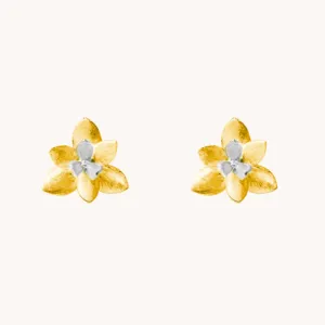 Lotus blossom gold stud earrings W.