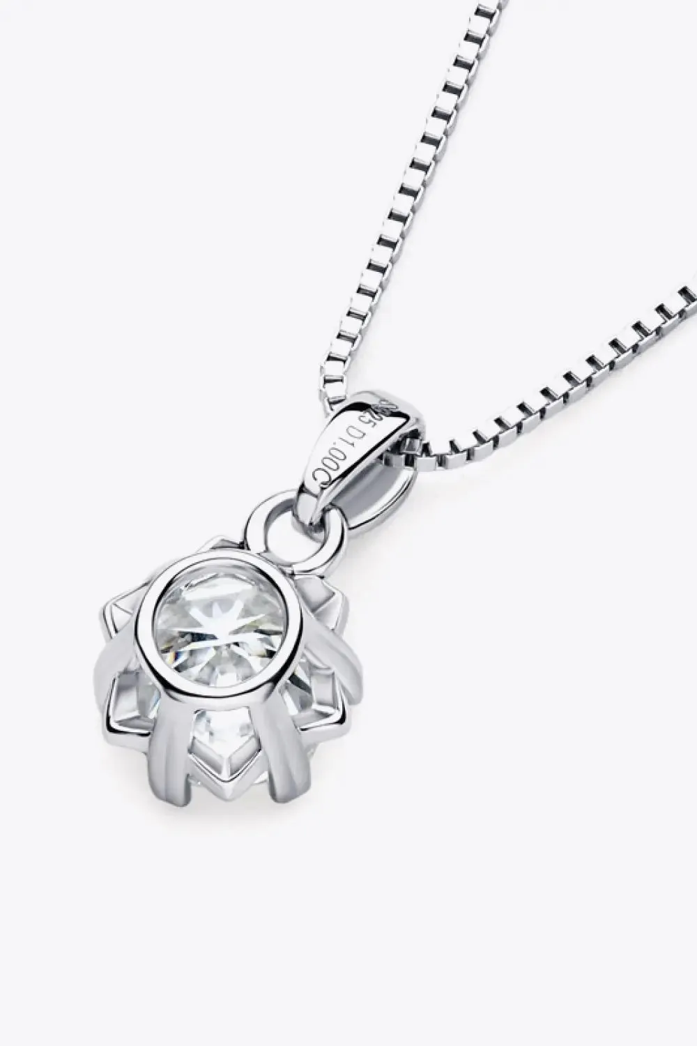 LOVCIA 1 Carat Moissanite Pendant Platinum-Plated Necklace