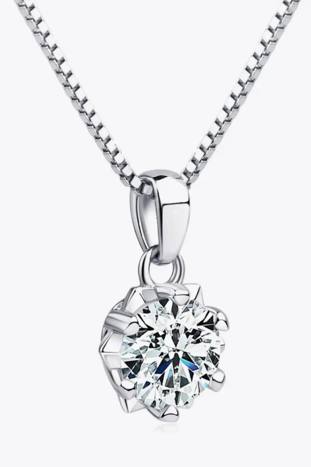 LOVCIA 1 Carat Moissanite Pendant Platinum-Plated Necklace