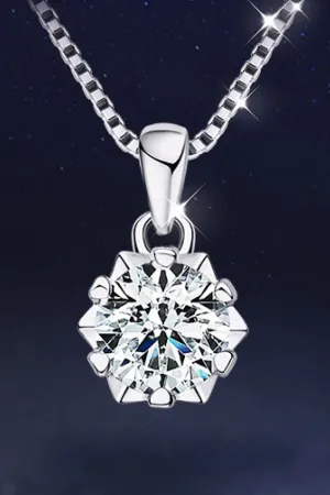 LOVCIA 1 Carat Moissanite Pendant Platinum-Plated Necklace