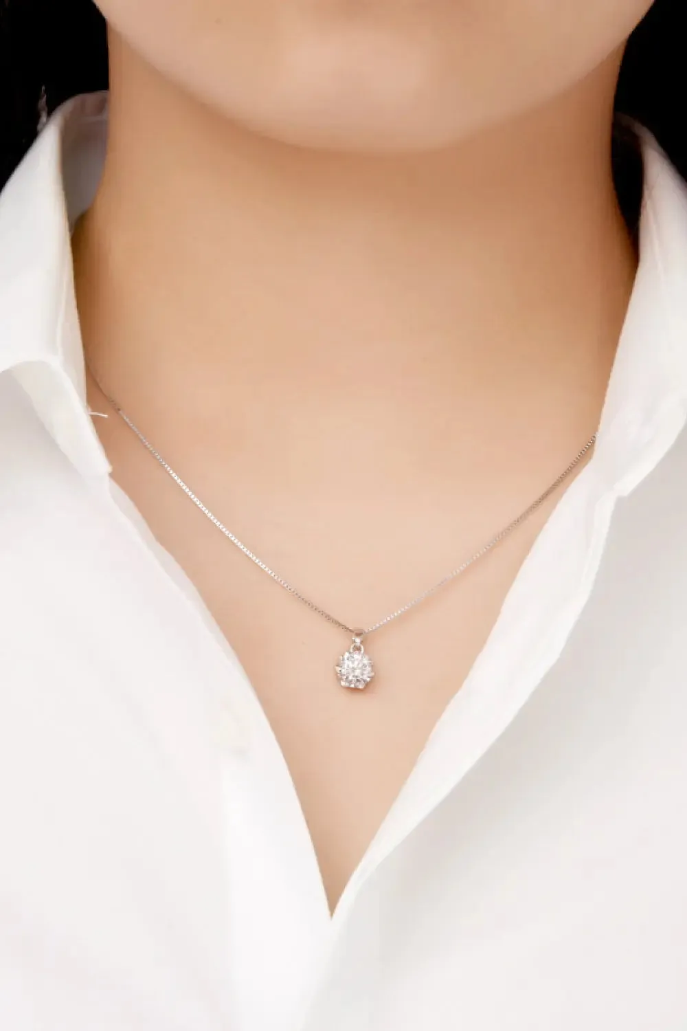 LOVCIA 1 Carat Moissanite Pendant Platinum-Plated Necklace