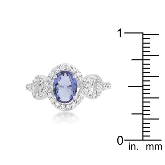 LOVCIA Elegant Halo Tanzanite Cocktail Ring with Infinity Shank