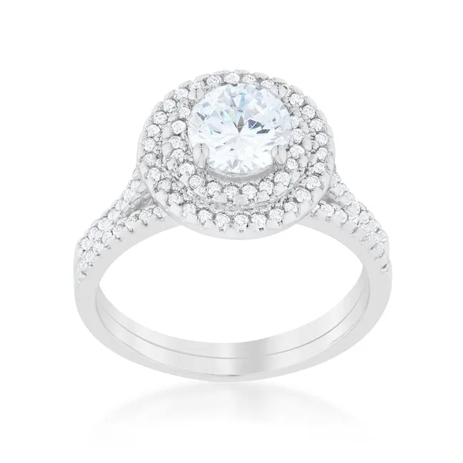 LOVCIA Elegant Solitaire Pave Wedding Ring Set
