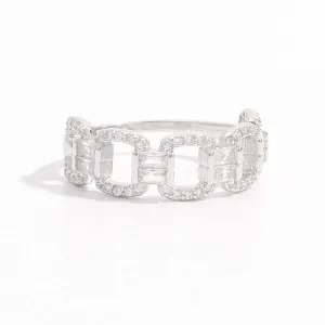 LOVCIA Jewelry Elegant 925 Sterling Silver Zircon Cutout Band Ring for Women