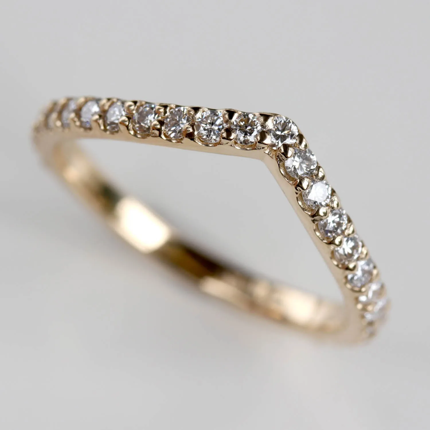 Low Dome Pave V Contour Band