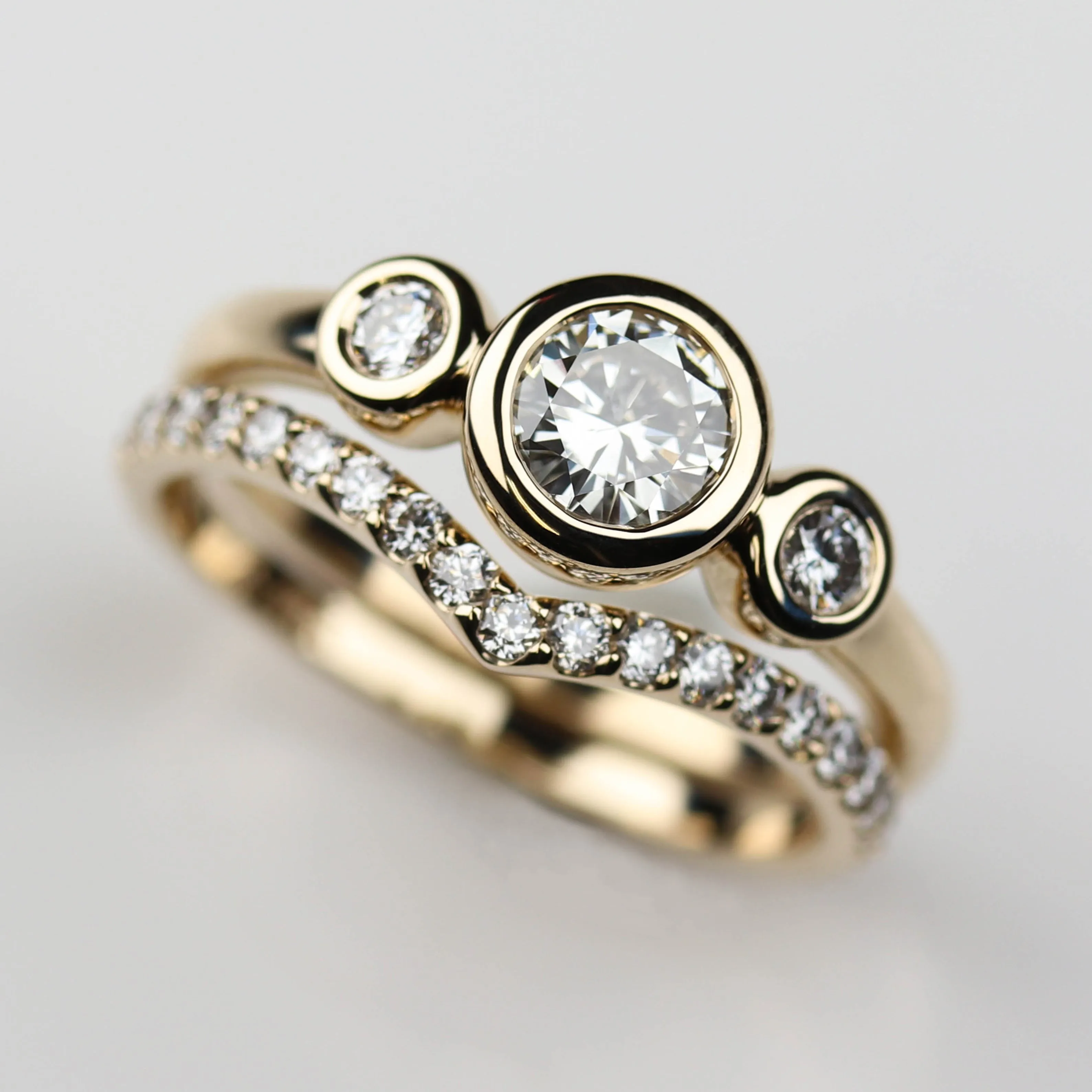 Low Dome Pave V Contour Band