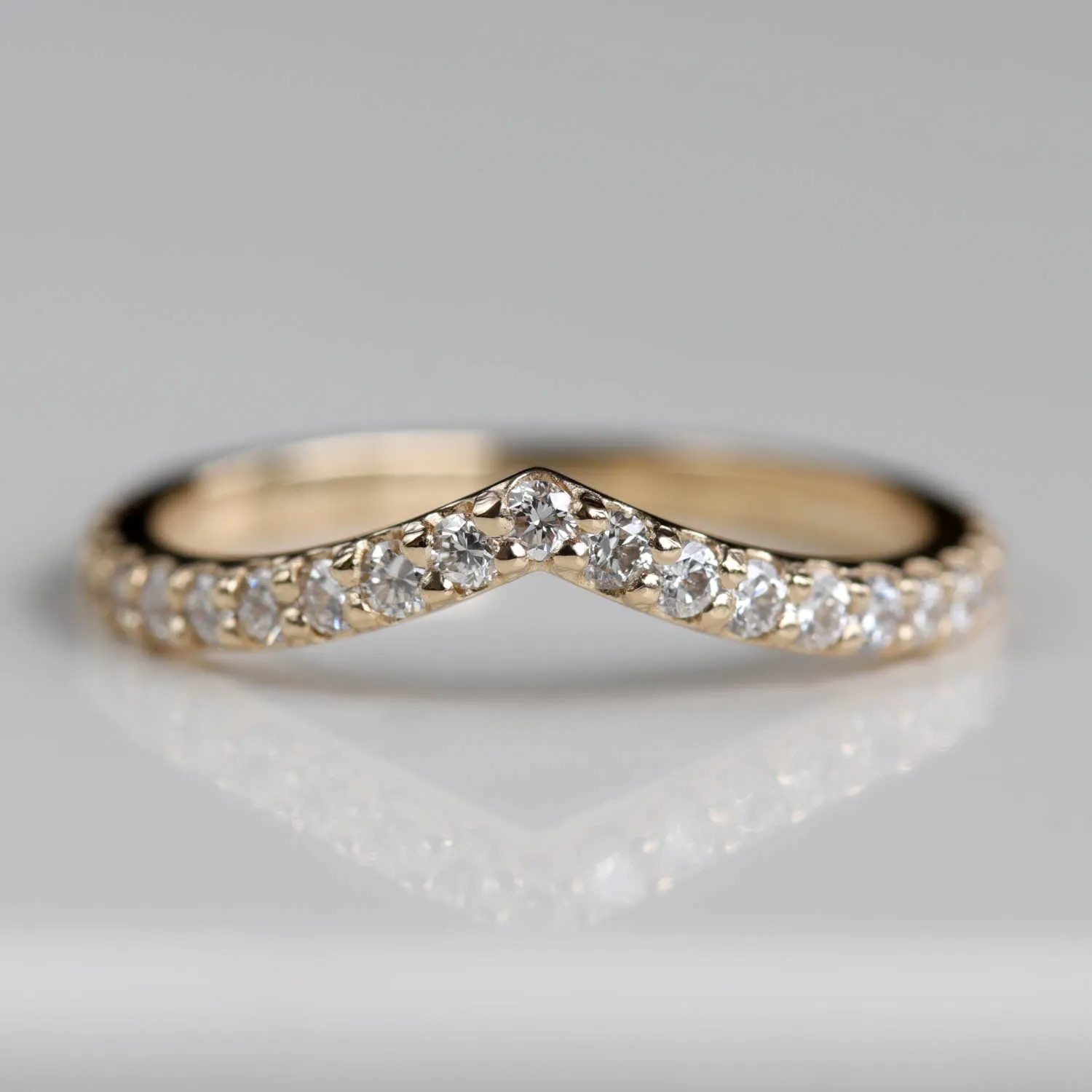 Low Dome Pave V Contour Band